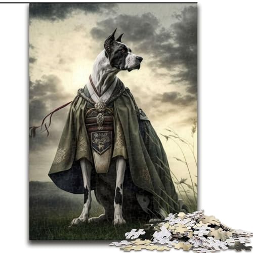 1000-teiliges Puzzle für Erwachsene, Samurai-Deutsche Dogge, Holzpuzzle für Erwachsene, Weihnachten, Halloween, Muttertag, Neujahr, Ostergeschenk (Größe 26x38cm) von WGLINGX