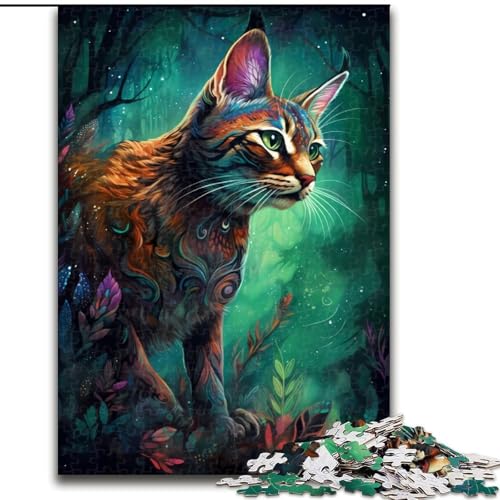 1000-teiliges Puzzle für Erwachsene, Savannah Cat Sorcery Puzzles 1000 Teile für Erwachsene, Spielzeug, Geschenk, pädagogisches intellektuelles Dekomprimierungsspaß, Familienspiel, Größe 50x75cm von WGLINGX