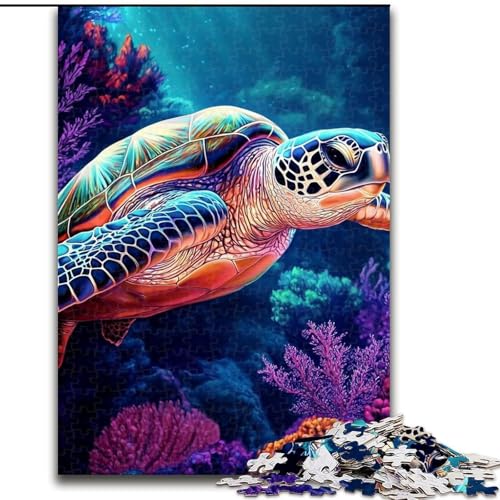 1000-teiliges Puzzle für Erwachsene, Schildkröte, 1000-teiliges Puzzle, Geburtstage, Weihnachten, Halloween, Erntedankfest, Ostern (Größe 26x38cm) von WGLINGX