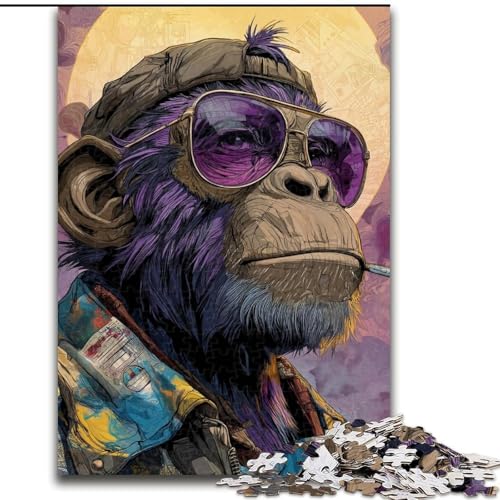 1000-teiliges Puzzle für Erwachsene, Schimpanse, 1000-teiliges Puzzle, Geschenke, unmöglich, lehrreich, Heimdekoration, Spiele und Geschenke (Größe 50x75cm) von WGLINGX