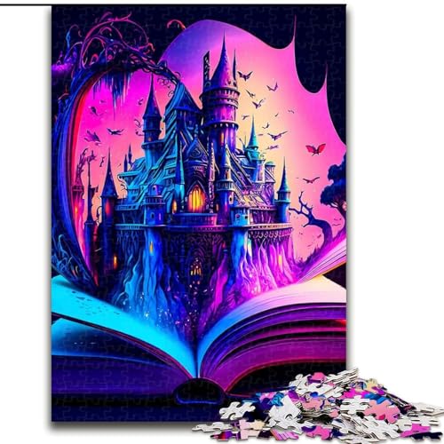 1000-teiliges Puzzle für Erwachsene, Schloss im Buch, Puzzles 1000 Teile für Erwachsene, Spielzeug, Geschenk, pädagogisches intellektuelles Entspannungsspiel, lustiges Familienspiel, Größe 26x38cm von WGLINGX