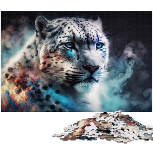 1000-teiliges Puzzle für Erwachsene, Schneeleoparden-Puzzle für Lernspiele, Herausforderungsspielzeug, lustiges Geschenk (Größe 38 x 26 cm) von WGLINGX