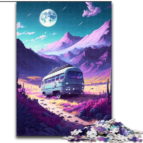 1000-teiliges Puzzle für Erwachsene, Schulbus, 1000-teiliges Puzzle, ideal für Familienspaß Feiertage, Geburtstage (Größe 26x38cm) von WGLINGX
