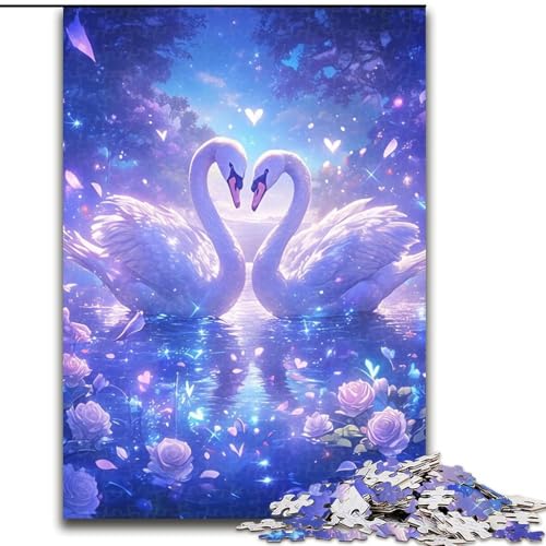 1000-teiliges Puzzle für Erwachsene, Schwanenpaar-Puzzles für 1000 Teile, Weihnachten, Halloween, Muttertag, Neujahr, Ostergeschenk (Größe 26x38cm) von WGLINGX