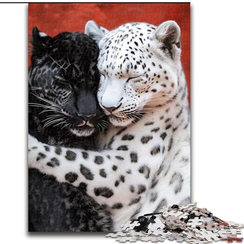 1000-teiliges Puzzle für Erwachsene, Schwarz-weißer Leopard, 1000-teiliges Puzzle für Erwachsene für Geburtstage, Feiertage und besondere Anlässe (Größe 26x38cm) von WGLINGX