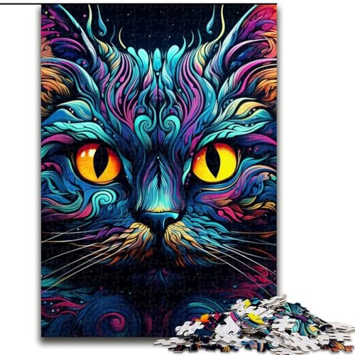 1000-teiliges Puzzle für Erwachsene, Schwarze Katze, Puzzle 1000 Teile für Erwachsene, Lernspiele, schöne Dekoration (Größe 26x38cm) von WGLINGX