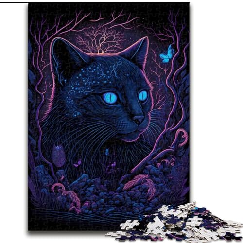 1000-teiliges Puzzle für Erwachsene, Schwarzlichtkatze, 1000-teiliges Puzzle für Erwachsene, ideales Urlaubs- oder Geburtstagsgeschenk, Partyspiel, Spielzeug, Größe 26x38cm 1000-teiliges Puzzle für Erwachsene, Schwarzlichtkatze, 1000-teiliges Puzzle für Erwachsene, ideales Urlaubs- oder Geburtstagsgeschenk, Partyspiel, Spielzeug, Größe 26x38cm von WGLINGX