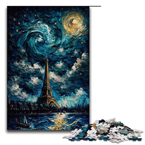 1000-teiliges Puzzle für Erwachsene, See am Eiffelturm, Puzzles für Holzpuzzles, Spielzeug, Denkspiel (Größe 50 x 75 cm) von WGLINGX