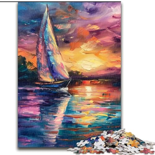 1000-teiliges Puzzle für Erwachsene, Segelboot auf dem Meer, Puzzles für Erwachsene, pädagogisches und unterhaltsames Indoor-Spiel zur Heimdekoration (Größe 50x75cm) von WGLINGX