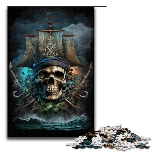 1000-teiliges Puzzle für Erwachsene, Skelett-Pirat, Lernspiel für Geburtstag, Weihnachten (Größe 50 x 75 cm) von WGLINGX