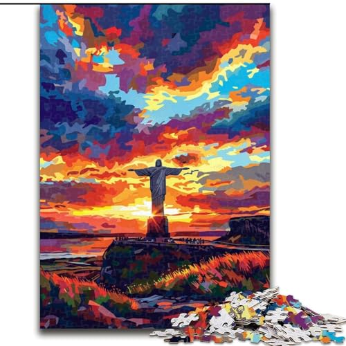 1000-teiliges Puzzle für Erwachsene, Skulptur bei Sonnenuntergang, Holzpuzzle für Erwachsene, anspruchsvolles DIY-Denkspiel, interaktive Familienaktivität (Größe 50x75cm) von WGLINGX