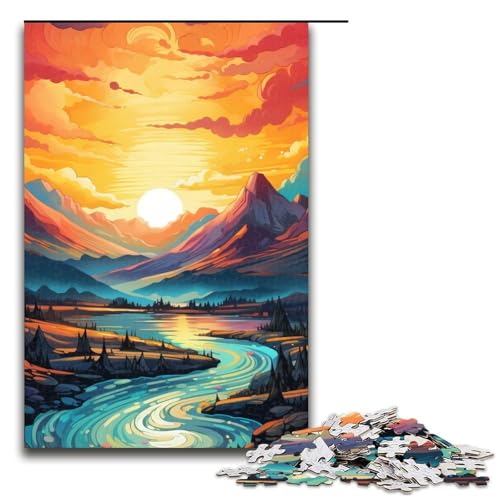 1000-teiliges Puzzle für Erwachsene, Sonnenaufgang mit Wasserspielzeug, Lernspiele, Stressabbau, Analyse und Logik (Größe 50 x 75 cm) von WGLINGX