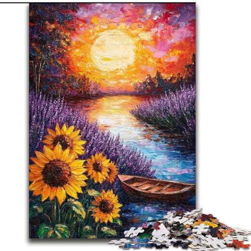 1000-teiliges Puzzle für Erwachsene, Sonnenblume, 1000-teiliges Puzzle, Geschenke, unmöglich, pädagogisch wertvoll, Heimdekoration, Spiele und Geschenke (Größe 26x38cm) von WGLINGX