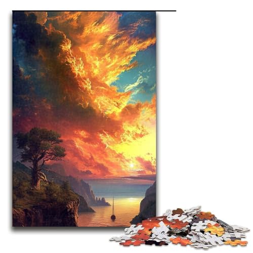 1000-teiliges Puzzle für Erwachsene, Sonnenuntergang in den Bergen, Puzzle, Heimdekoration, tolle Geschenke für Weihnachten (Größe 50 x 75 cm) von WGLINGX