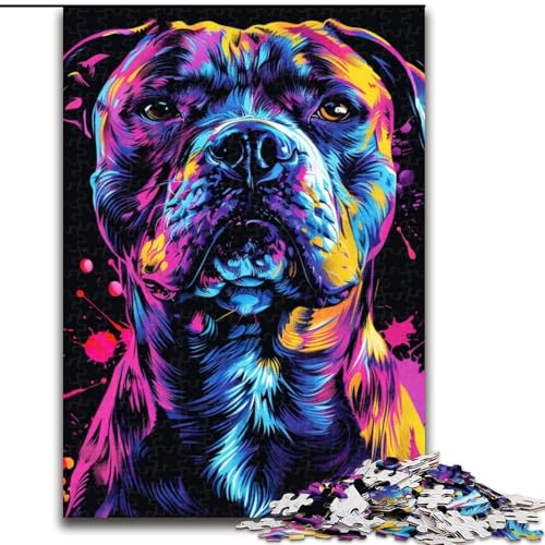 1000-teiliges Puzzle für Erwachsene, Staffordshire Bull Terrier, Holzpuzzle für Erwachsene, anspruchsvolles Denkspiel für Teenager, perfekt als Heimdekoration oder Geschenk (Größe 50x75cm) von WGLINGX