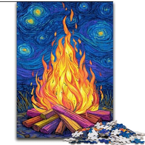 1000-teiliges Puzzle für Erwachsene, Sternenhimmel, Lagerfeuer, Puzzles für 1000 Teile, Weihnachten, Halloween, Muttertag, Neujahr, Ostergeschenk (Größe 26x38cm) von WGLINGX