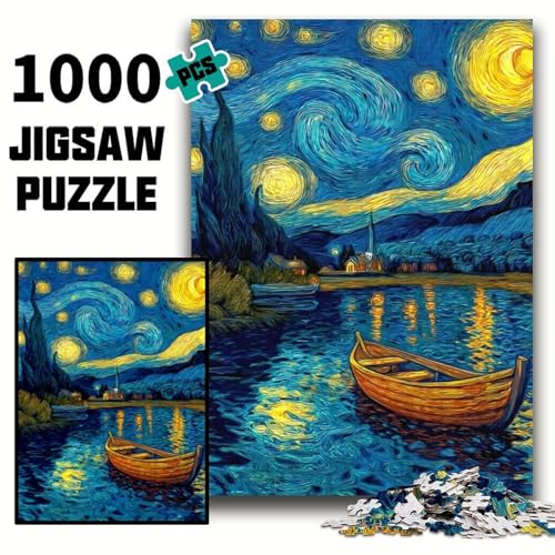1000-teiliges Puzzle für Erwachsene, Sternenhimmel-Boot-Puzzle, 1000-teiliges Puzzle, pädagogisches und unterhaltsames Indoor-Spiel für die Heimdekoration (Größe 50x75cm) von WGLINGX