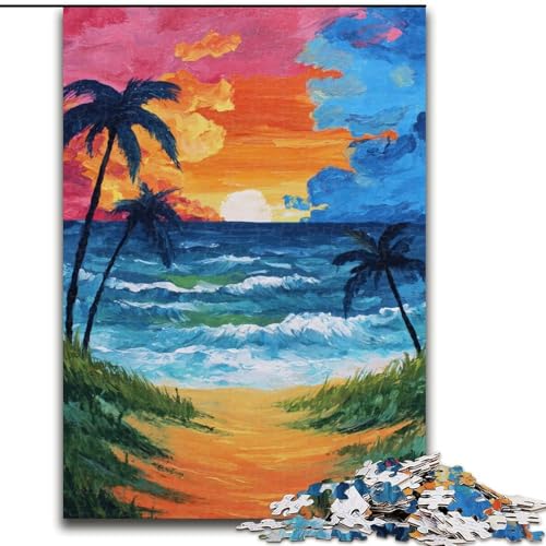 1000-teiliges Puzzle für Erwachsene, Strandpuzzle, 1000-teiliges Puzzle, Denkspiel für Teenager, Familienspieleabend (Größe 50x75cm) von WGLINGX