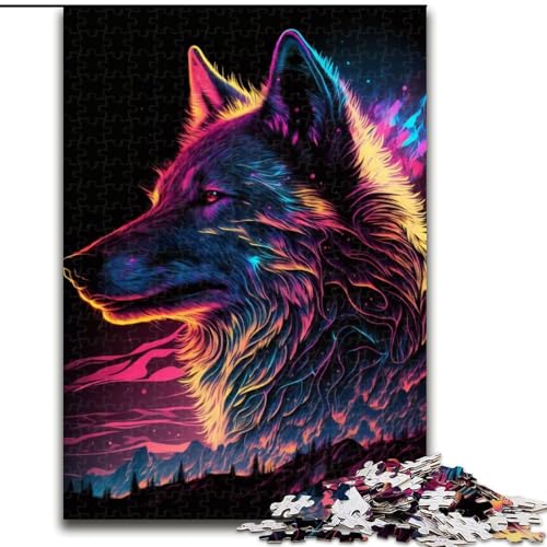 1000-teiliges Puzzle für Erwachsene, Synthwave Wolf, Holzpuzzle, Familienspaß, Basteln, perfekt für Geburtstage, Feiertage, Größe 50x75cm 1000-teiliges Puzzle für Erwachsene, Synthwave Wolf, Holzpuzzle, Familienspaß, Basteln, perfekt für Geburtstage, Feiertage, Größe 50x75cm von WGLINGX