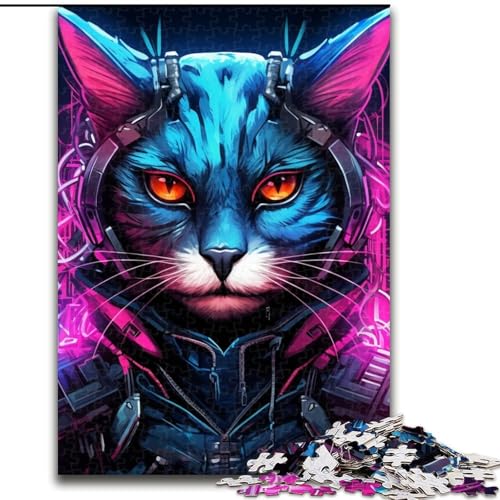 1000-teiliges Puzzle für Erwachsene, Tech Cat-Puzzle aus Pappe für Erwachsene, anspruchsvolles DIY-Denkspiel, interaktives Familienspiel (Größe 26x38cm) von WGLINGX