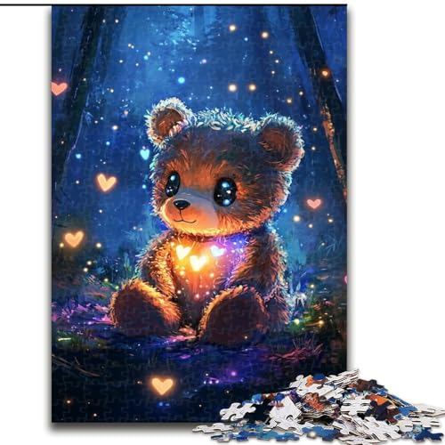 1000-teiliges Puzzle für Erwachsene, Teddybär, Puzzle für Erwachsene, 1000 Teile, mit interaktivem Familienspiel, Kinder ab 14 Jahren (Größe 50x75cm) von WGLINGX