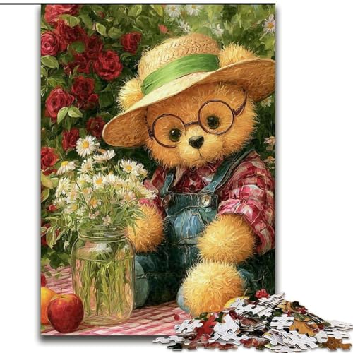 1000-teiliges Puzzle für Erwachsene, Teddybär, anspruchsvolle Puzzles, Kunstwerk-Dekor, Intelligenzspielzeug für Familien-Indoor-Spiele (Größe 26x38cm) von WGLINGX