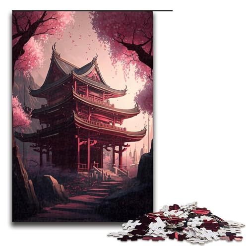 1000-teiliges Puzzle für Erwachsene, Tempel-Puzzle im japanischen Stil für Erwachsene, Holzpuzzle, dekomprimierendes intellektuelles Lernspielzeug (Größe 50 x 75 cm) von WGLINGX
