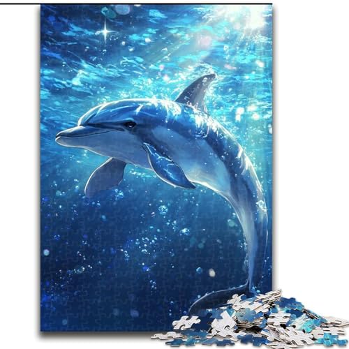 1000-teiliges Puzzle für Erwachsene, Tier-Delfin-Puzzle, 1000-teiliges Puzzle, Denkspiel für Teenager, Familienspieleabend (Größe 50x75cm) von WGLINGX