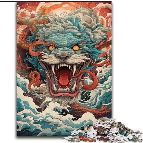 1000-teiliges Puzzle für Erwachsene, Tier- und Drachen-Holzpuzzle, anspruchsvolles Denkspiel für Teenager, Spaß für den Spieleabend mit der Familie (Größe 50x75cm) von WGLINGX