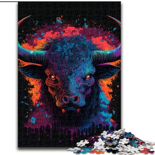 1000-teiliges Puzzle für Erwachsene, Tiere, Bullen, Holzpuzzle für Erwachsene, Heimdekoration und interaktives Familienspiel, (Größe 50x75cm) von WGLINGX