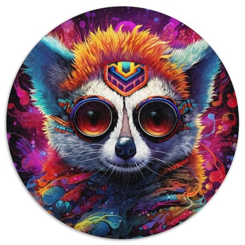 1000-teiliges Puzzle für Erwachsene, Tierlemur, runde Puzzles für 1000-teiliges Denkspiel, interaktives Familienspiel, geeignet für Kinder ab 14 Jahren (67,5x67,5cm) von WGLINGX