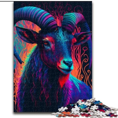 1000-teiliges Puzzle für Erwachsene, Tierziege, Holzpuzzle, ideal für Büro, Schlafzimmer, Wohnzimmerdekoration (Größe 50x75cm) von WGLINGX
