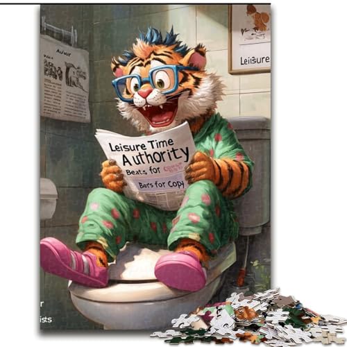 1000-teiliges Puzzle für Erwachsene, Tiger Go Toilet-Puzzle für Erwachsene, perfekt für Teenager und Familien, (Größe 38x26cm) von WGLINGX