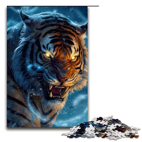 1000-teiliges Puzzle für Erwachsene, Tiger-Puzzle, Lernspiel, Herausforderung, Spielzeug, lustiges Geschenk, 19,69 x 29,53 Zoll von WGLINGX