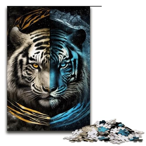 1000-teiliges Puzzle für Erwachsene, Tiger-Puzzle, Lernspiel, Herausforderung, Spielzeug, lustiges Geschenk, 19,69 x 29,53 Zoll von WGLINGX