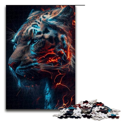 1000-teiliges Puzzle für Erwachsene, Tiger-Puzzle für Erwachsene, Holzpuzzle, anspruchsvolles Spiel (Größe 50 x 75 cm) von WGLINGX