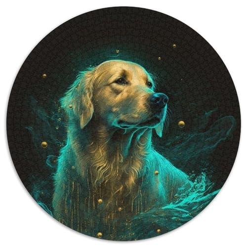 1000-teiliges Puzzle für Erwachsene, Traumhafter Golden Retriever, anspruchsvolles Denkspiel für Teenager, unterhaltsames interaktives Spiel für die ganze Familie, 1000 Teile (67,5x67,5cm) von WGLINGX