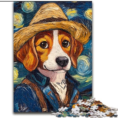 1000-teiliges Puzzle für Erwachsene, Van Gogh Beagle, Holzpuzzle für Erwachsene, anspruchsvolles DIY-Denkspiel, interaktive Familienaktivität (Größe 26x38cm) von WGLINGX