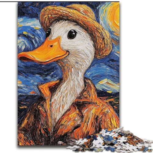 1000-teiliges Puzzle für Erwachsene, Van Gogh-Ente, Holzpuzzle für Erwachsene, Heimdekoration und interaktives Familienspiel, (Größe 26x38cm) von WGLINGX