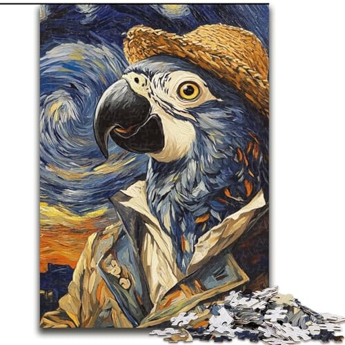 1000-teiliges Puzzle für Erwachsene, Van-Gogh-Papagei-Holzpuzzle, anspruchsvolles Denkspiel für Teenager, Spaß für den Familienspieleabend (Größe 50x75cm) von WGLINGX