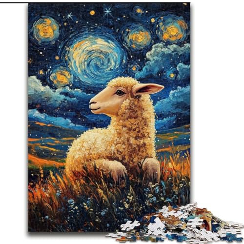 1000-teiliges Puzzle für Erwachsene, Van Gogh-Schaf-Puzzle am Nachthimmel, pädagogisches und unterhaltsames Indoor-Spiel zur Heimdekoration (Größe 50x75cm) von WGLINGX