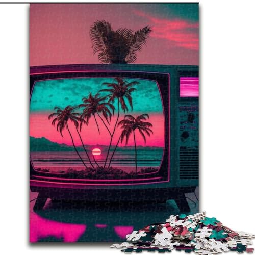 1000-teiliges Puzzle für Erwachsene, Vaporwave-Ästhetik, Puzzles 1000 Teile für Erwachsene, Spielzeug, Geschenk, pädagogisches intellektuelles Dekomprimierungsspaß, Familienspiel, Größe 50x75cm von WGLINGX