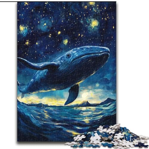 1000-teiliges Puzzle für Erwachsene, Wale im Nachthimmel, Puzzle 1000 Teile, pädagogisches und unterhaltsames Indoor-Spiel für die Heimdekoration (Größe 26x38cm) von WGLINGX