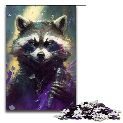 1000-teiliges Puzzle für Erwachsene, Waschbär-Malpuzzle, Lernspielzeug, tolle Geschenke und Spielzeuge (Größe 50 x 75 cm) von WGLINGX