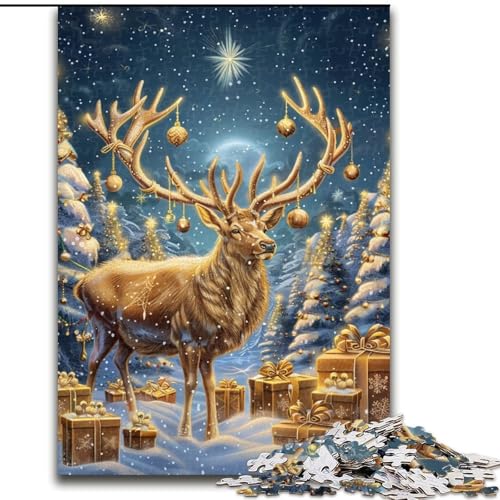 1000-teiliges Puzzle für Erwachsene, Weihnachts-Hirsch-Puzzle, 1000-teiliges Puzzle, Denkspiel für Teenager, Familienspieleabend (Größe 50x75cm) von WGLINGX