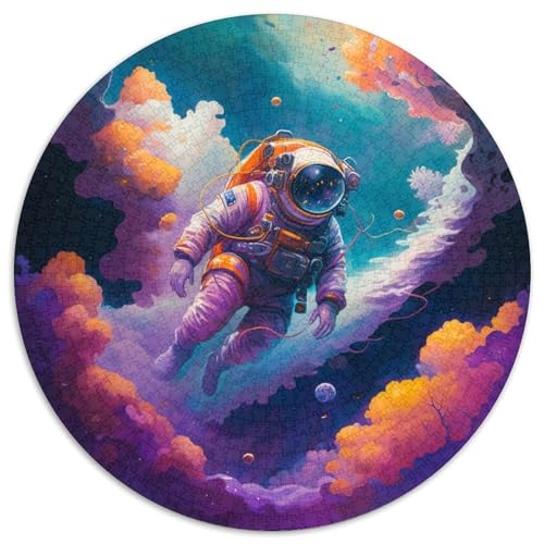 1000-teiliges Puzzle für Erwachsene, Weltraum-Astronaut, runde Papppuzzles, interaktives Familienspiel, Denksportaufgabe, Geschenk, Lernspielzeug (67,5 x 67,5 cm) von WGLINGX