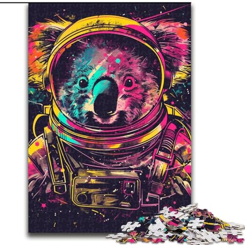 1000-teiliges Puzzle für Erwachsene, Weltraum-Astronauten-Koala, Holzpuzzle, anspruchsvolles Denkspiel für Teenager, Spaß für den Familienspieleabend (Größe 26x38cm) von WGLINGX