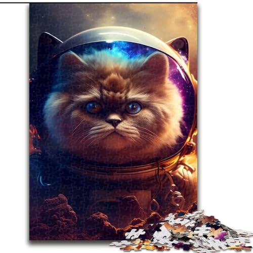1000-teiliges Puzzle für Erwachsene, Weltraum-Perserkatze, Holzpuzzle für Erwachsene, Geschenk zu Weihnachten, Halloween, Muttertag, Neujahr, Ostern (Größe 26x38cm) von WGLINGX