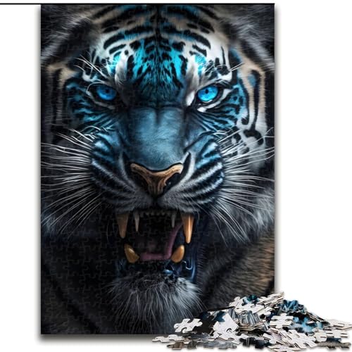 1000-teiliges Puzzle für Erwachsene, Wilder Tiger mit blauen Augen, 1000 Teile, anspruchsvolles Denkspiel für Teenager, perfekt als Heimdekoration oder Geschenk, Größe 26x38cm 1000-teiliges Puzzle für Erwachsene, Wilder Tiger mit blauen Augen, 1000 Teile, anspruchsvolles Denkspiel für Teenager, perfekt als Heimdekoration oder Geschenk, Größe 26x38cm von WGLINGX
