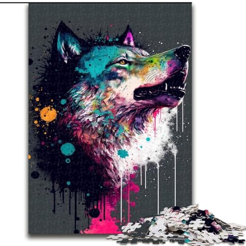 1000-teiliges Puzzle für Erwachsene, Wolf, Bunte Holzpuzzles, anspruchsvolles Denkspiel für Teenager, Spaß für den Spieleabend mit der Familie (Größe 26x38cm) von WGLINGX